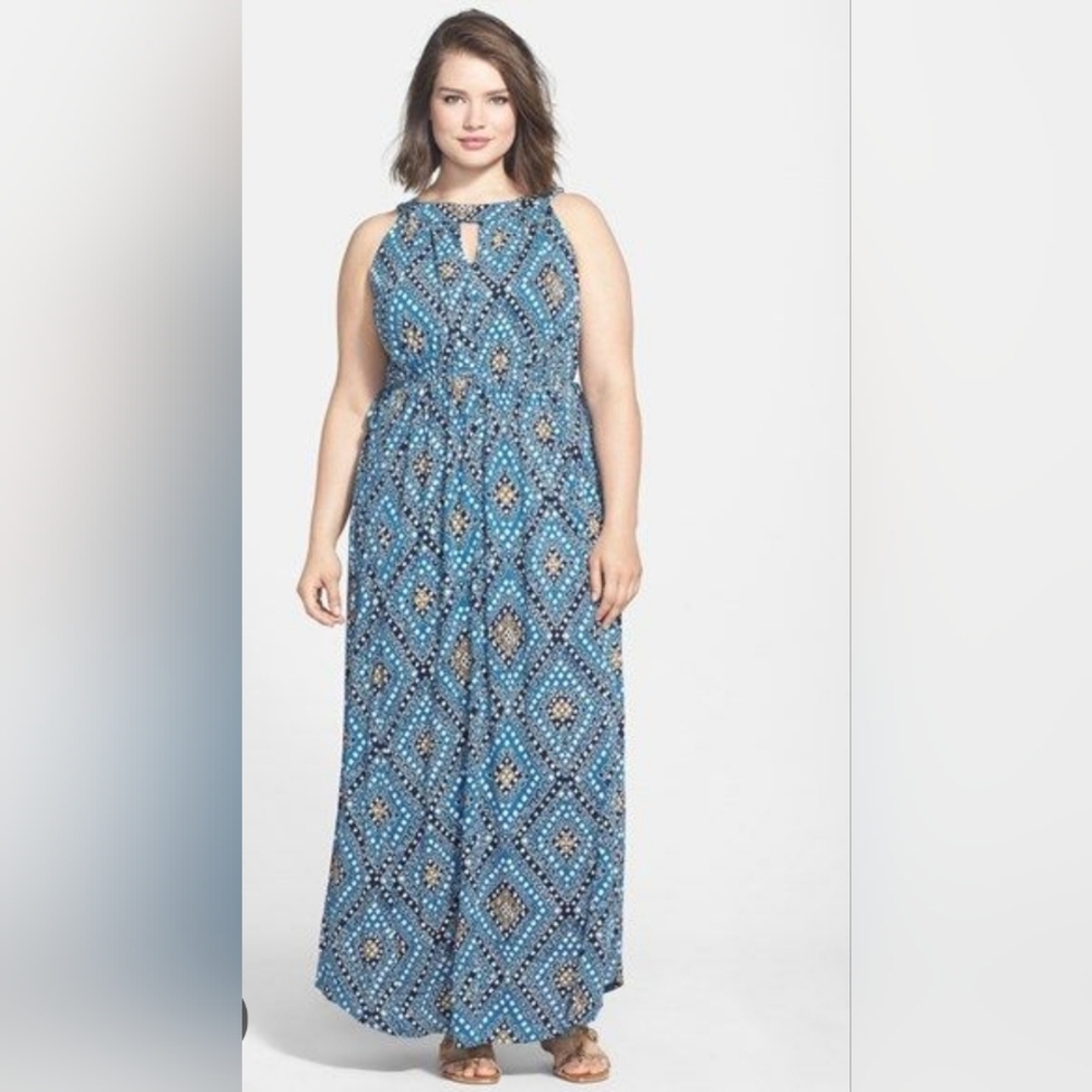 Lucky Brand 'Goddess' Print Maxi Dress (Plus Size)